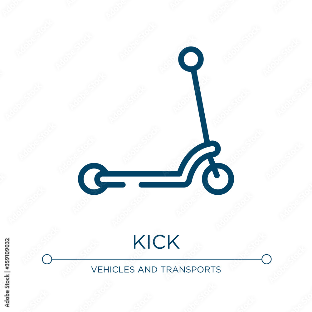 Poster kick icon. linear vector illustration from transportation collection. outline kick icon vector. thin