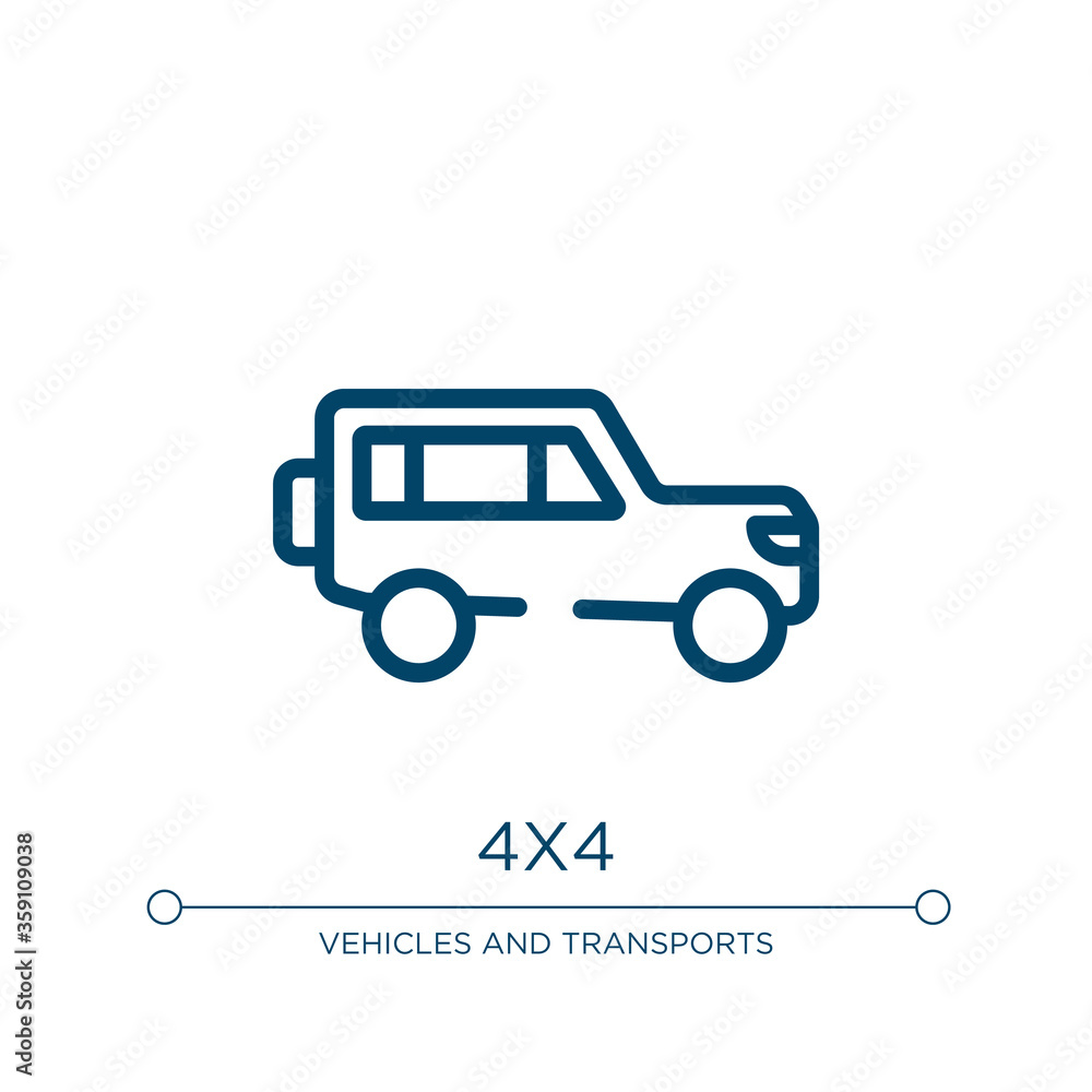 Poster 4x4 icon. linear vector illustration from transportation collection. outline 4x4 icon vector. thin l