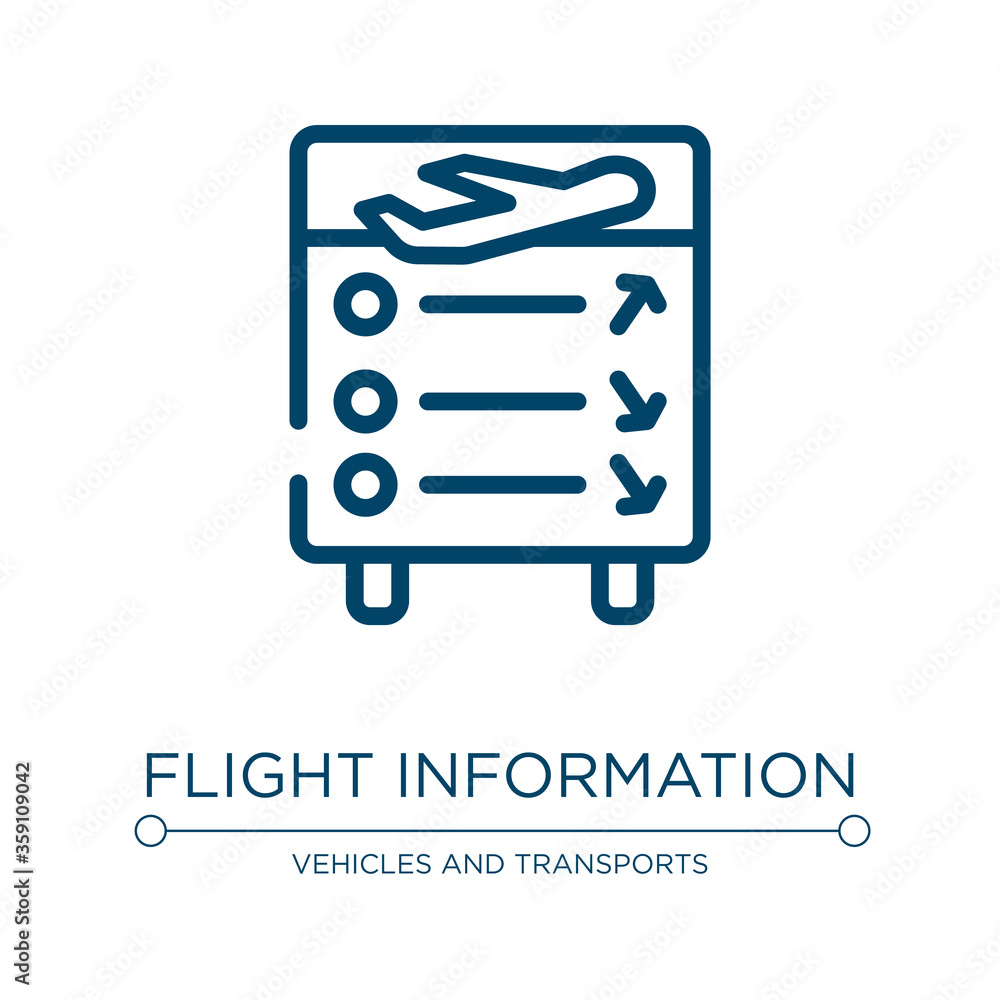 Poster flight information icon. linear vector illustration from airport collection. outline flight informat