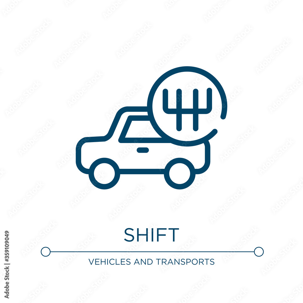 Poster shift icon. linear vector illustration from car service collection. outline shift icon vector. thin 