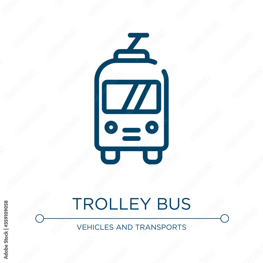 Poster trolley bus icon. linear vector illustration from public transport collection. outline trolley bus i
