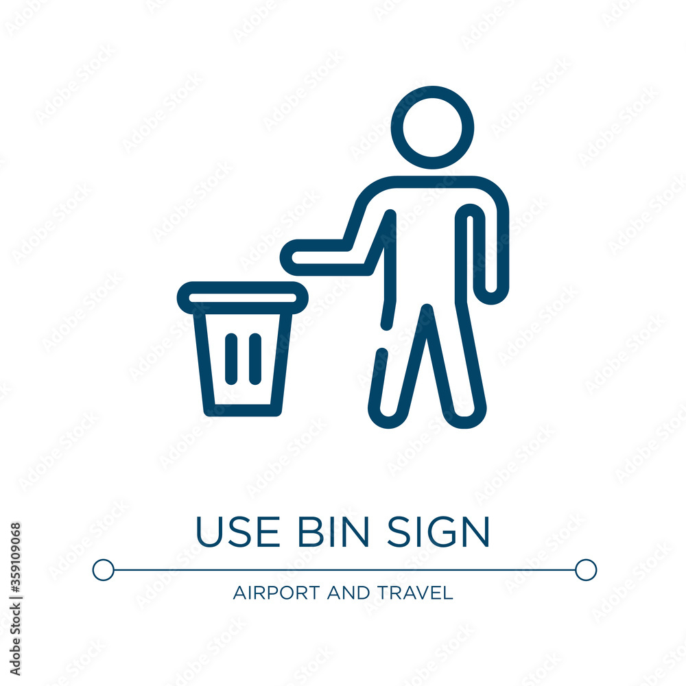 Aufkleber use bin sign icon. linear vector illustration from airport and travel collection. outline use bin si