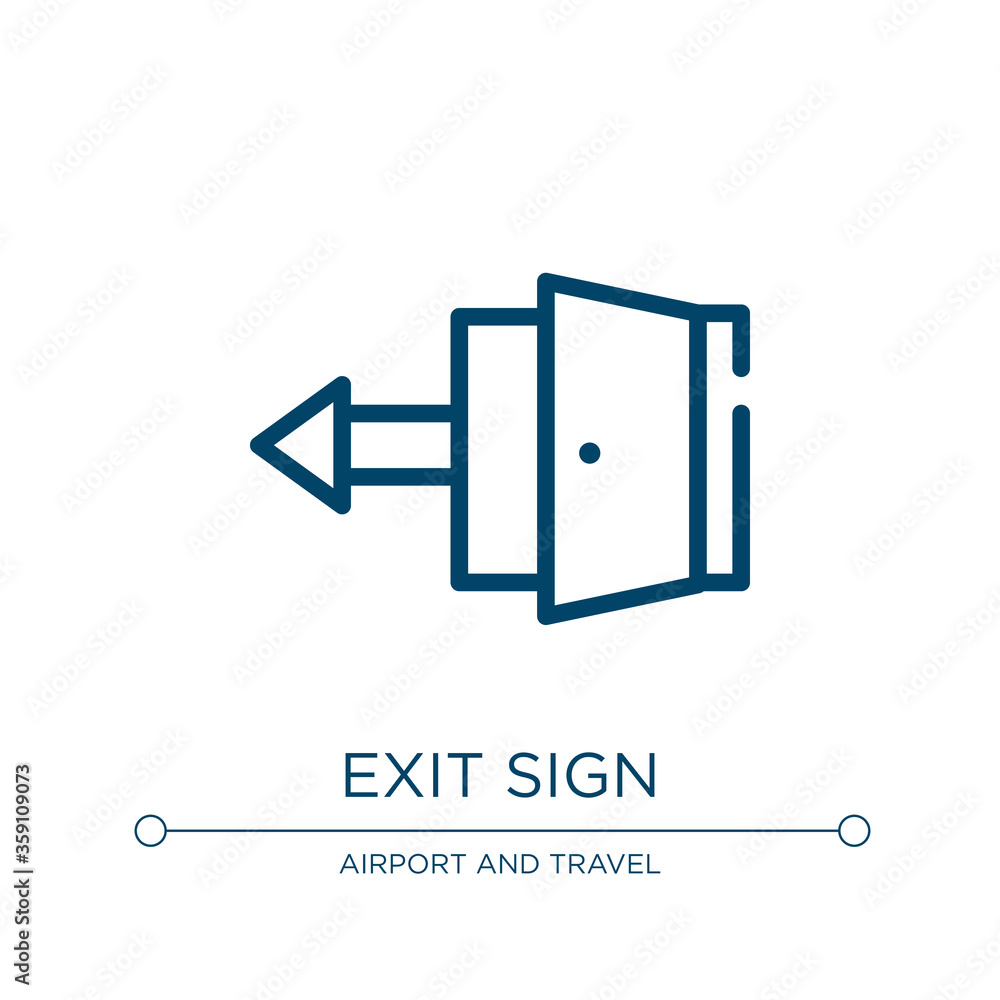 Poster exit sign icon. linear vector illustration from airport and travel collection. outline exit sign ico
