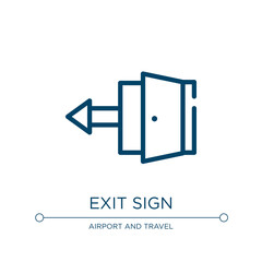 Exit sign icon. Linear vector illustration from airport and travel collection. Outline exit sign icon vector. Thin line symbol for use on web and mobile apps, logo, print media.