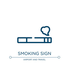 Smoking sign icon. Linear vector illustration from airport and travel collection. Outline smoking sign icon vector. Thin line symbol for use on web and mobile apps, logo, print media.