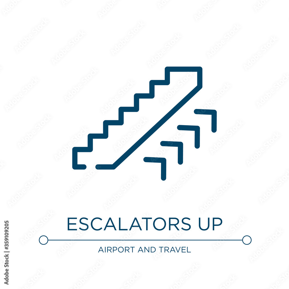 Poster escalators up icon. linear vector illustration from in the airport collection. outline escalators up
