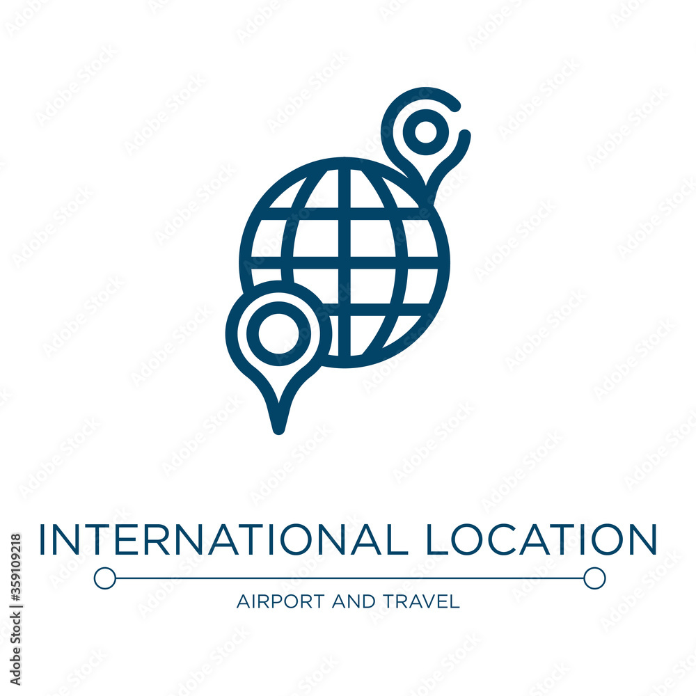 Poster international location icon. linear vector illustration from in the airport collection. outline inte