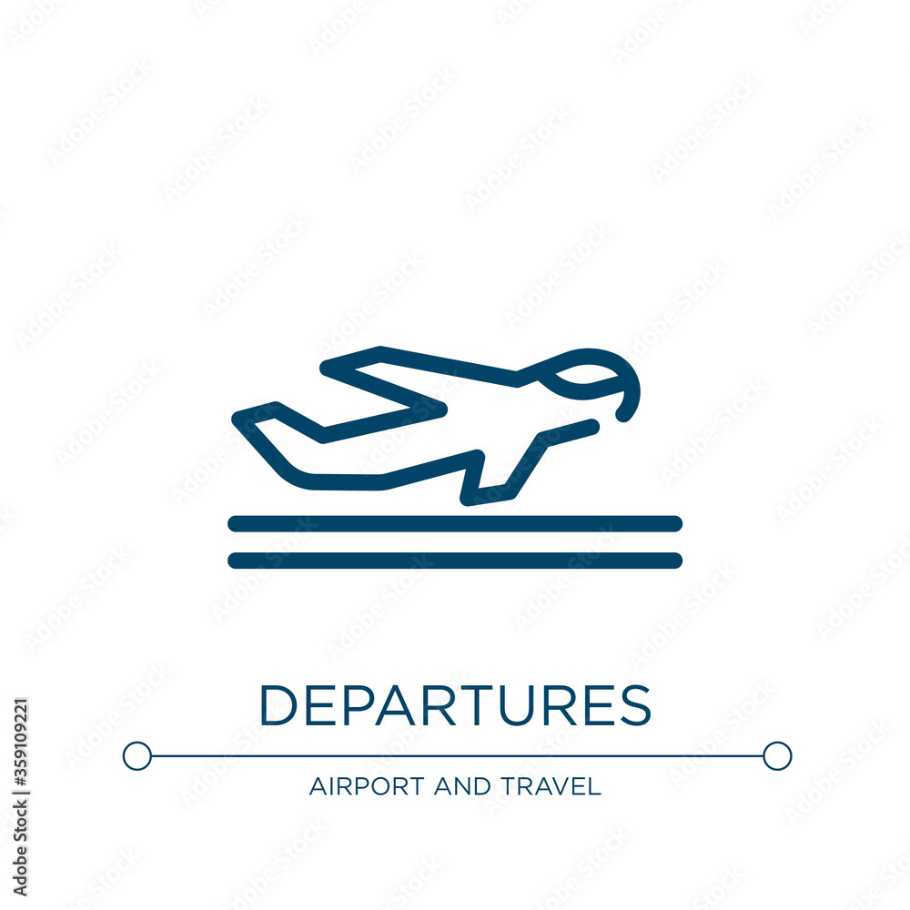 Poster departures icon. linear vector illustration from in the airport collection. outline departures icon 
