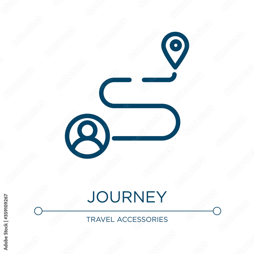 Poster journey icon. linear vector illustration from travel collection. outline journey icon vector. thin l