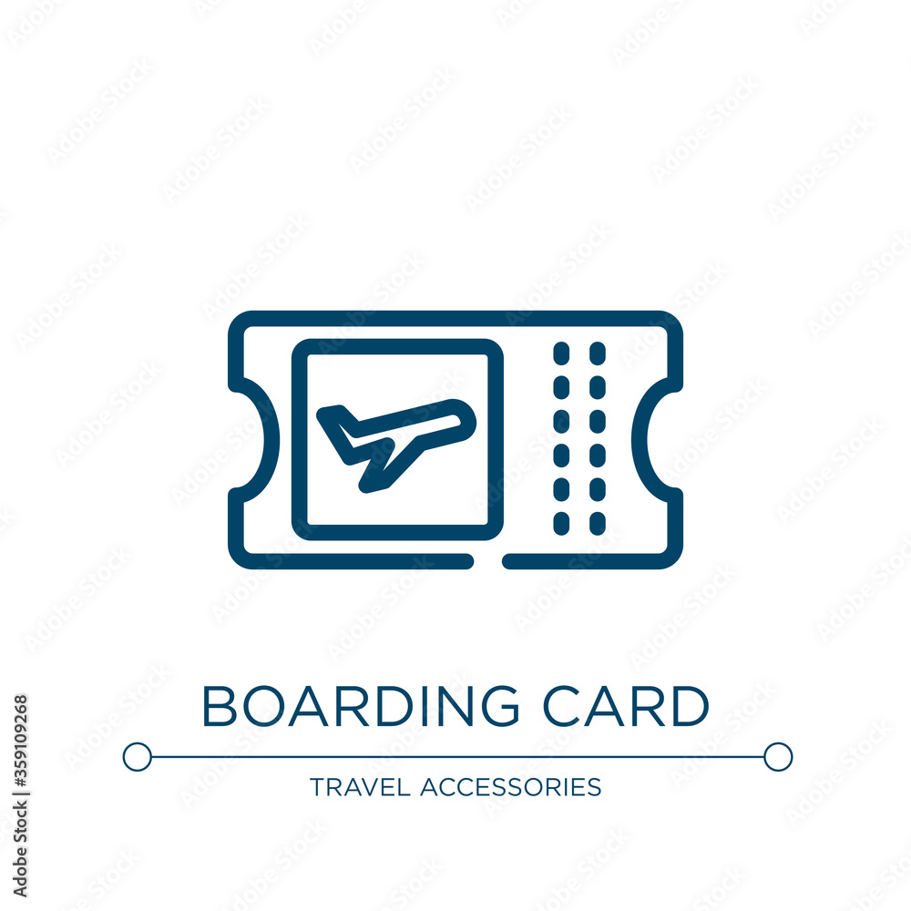 Poster boarding card icon. linear vector illustration from travel collection. outline boarding card icon ve