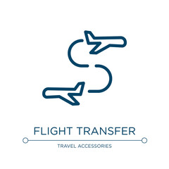 Flight transfer icon. Linear vector illustration from airplane collection. Outline flight transfer icon vector. Thin line symbol for use on web and mobile apps, logo, print media.