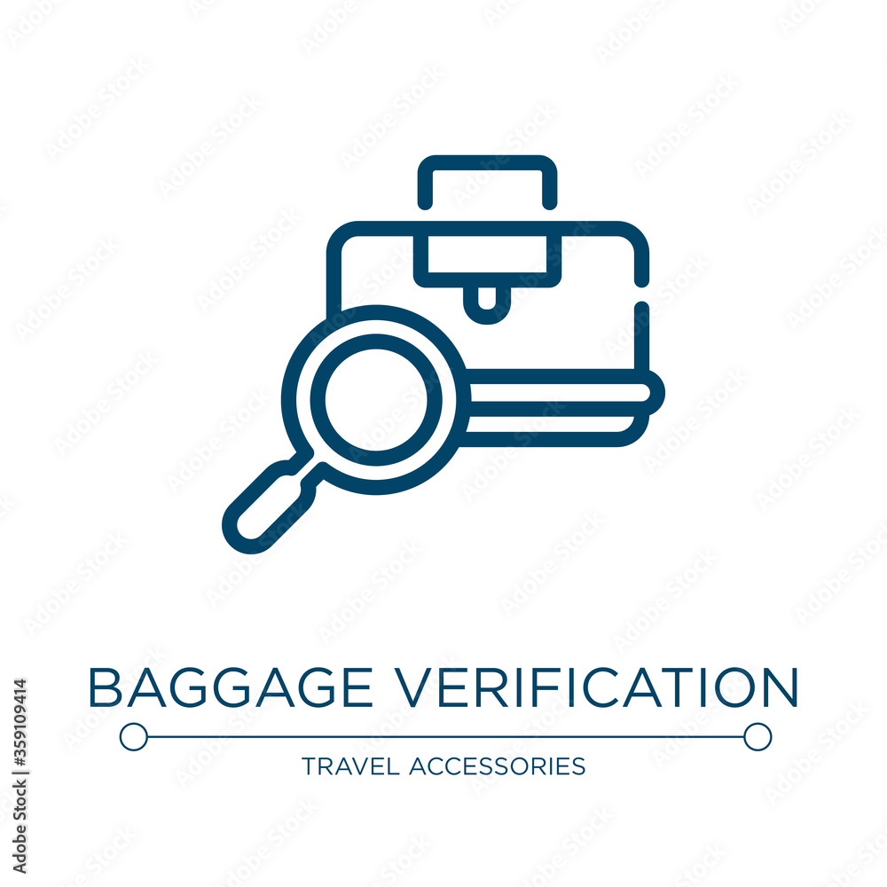 Poster baggage verification icon. linear vector illustration from airport collection. outline baggage verif
