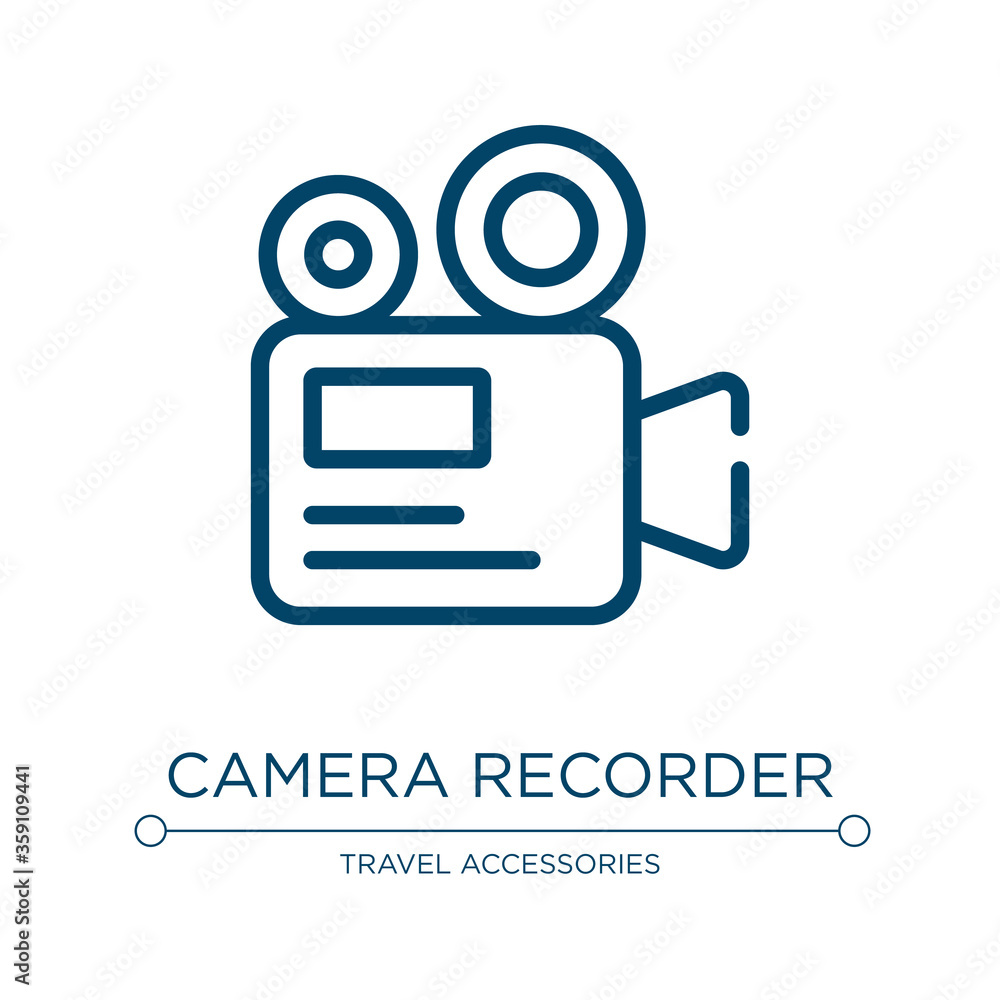 Poster camera recorder icon. linear vector illustration from vacation collection. outline camera recorder i