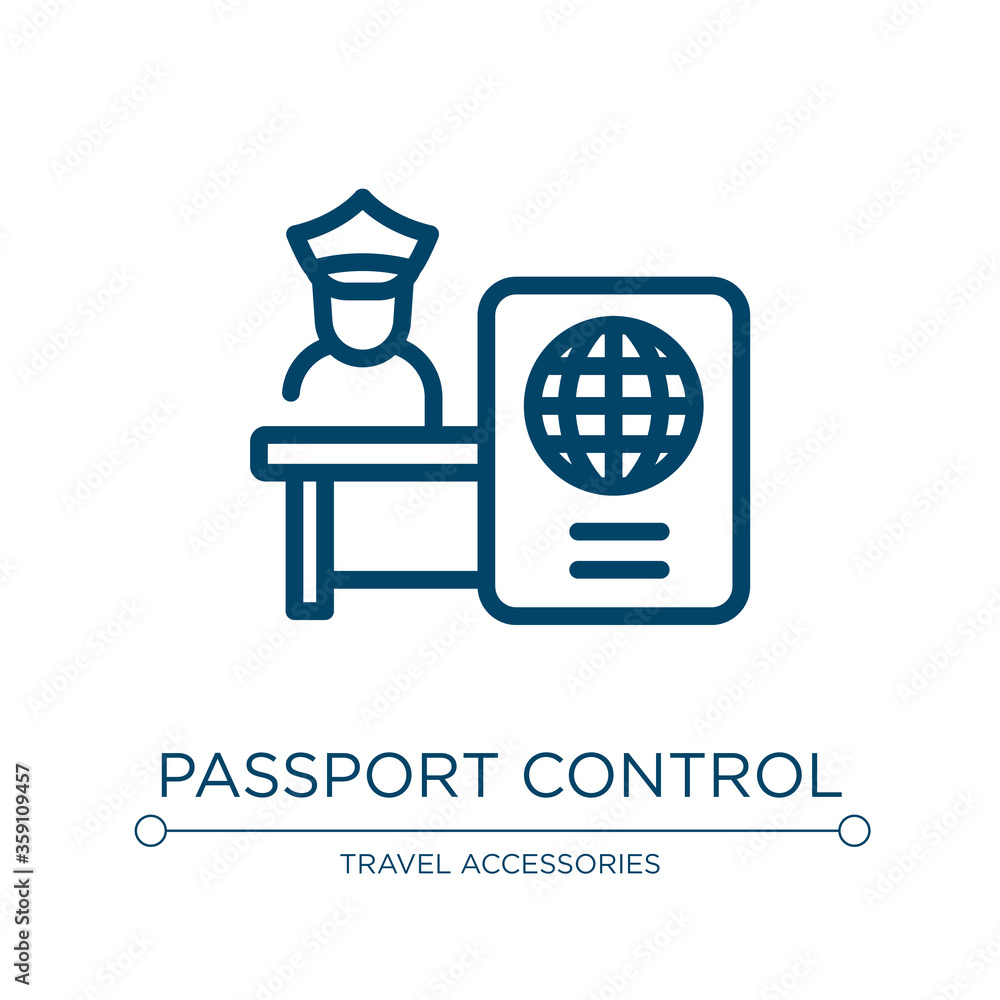 Aufkleber passport control icon. linear vector illustration from airport and travel collection. outline passpo