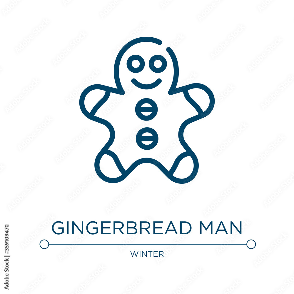 Aufkleber gingerbread man icon. linear vector illustration from winter collection. outline gingerbread man ico