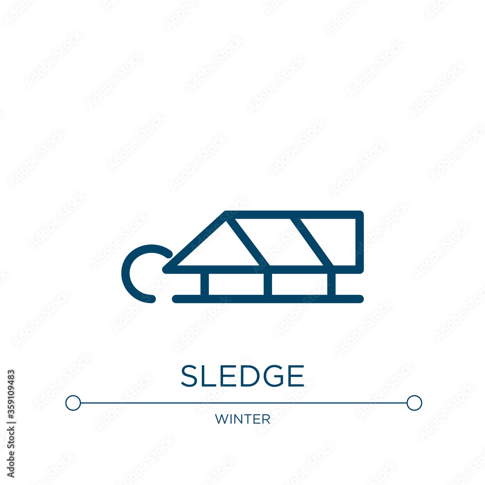 Aufkleber sledge icon. linear vector illustration from winter collection. outline sledge icon vector. thin lin