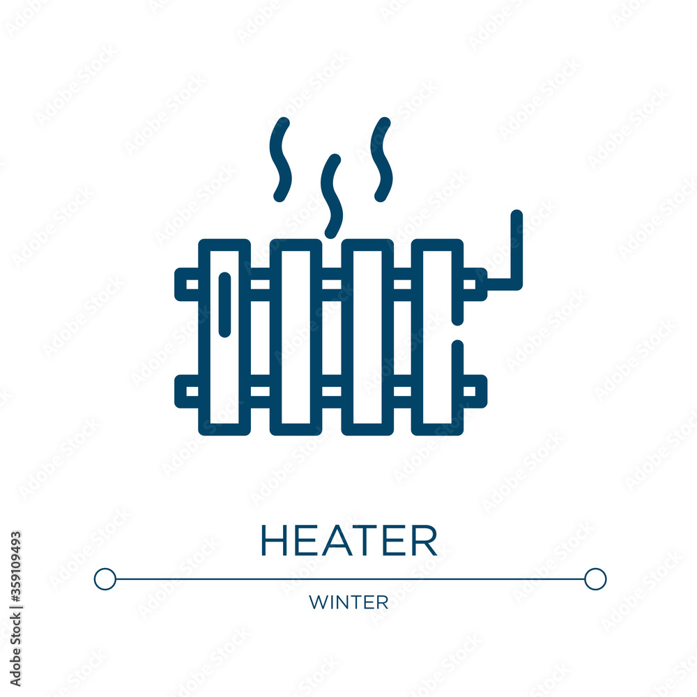 Poster heater icon. linear vector illustration from winter collection. outline heater icon vector. thin lin