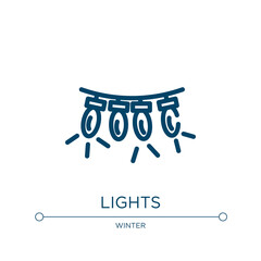 Lights icon. Linear vector illustration from winter collection. Outline lights icon vector. Thin line symbol for use on web and mobile apps, logo, print media.