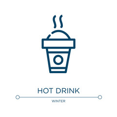 Hot drink icon. Linear vector illustration from winter collection. Outline hot drink icon vector. Thin line symbol for use on web and mobile apps, logo, print media.
