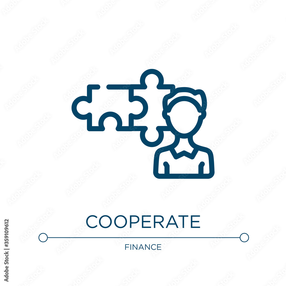 Poster cooperate icon. linear vector illustration from business management collection. outline cooperate ic
