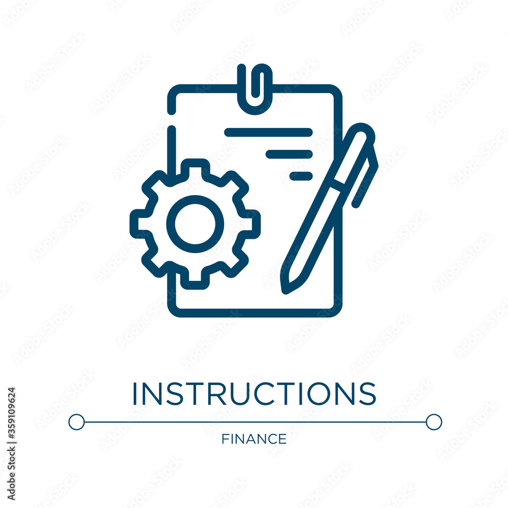 Aufkleber instructions icon. linear vector illustration from business management collection. outline instructi