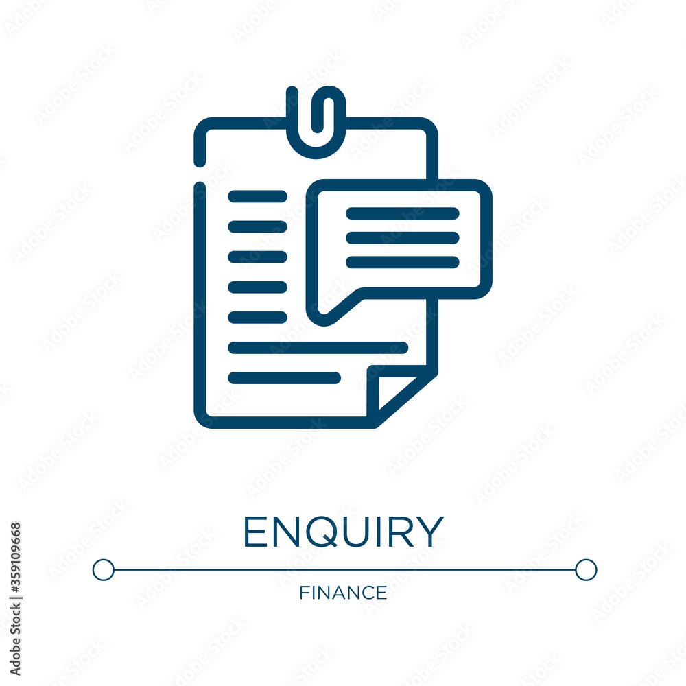 Aufkleber enquiry icon. linear vector illustration from business collection. outline enquiry icon vector. thin