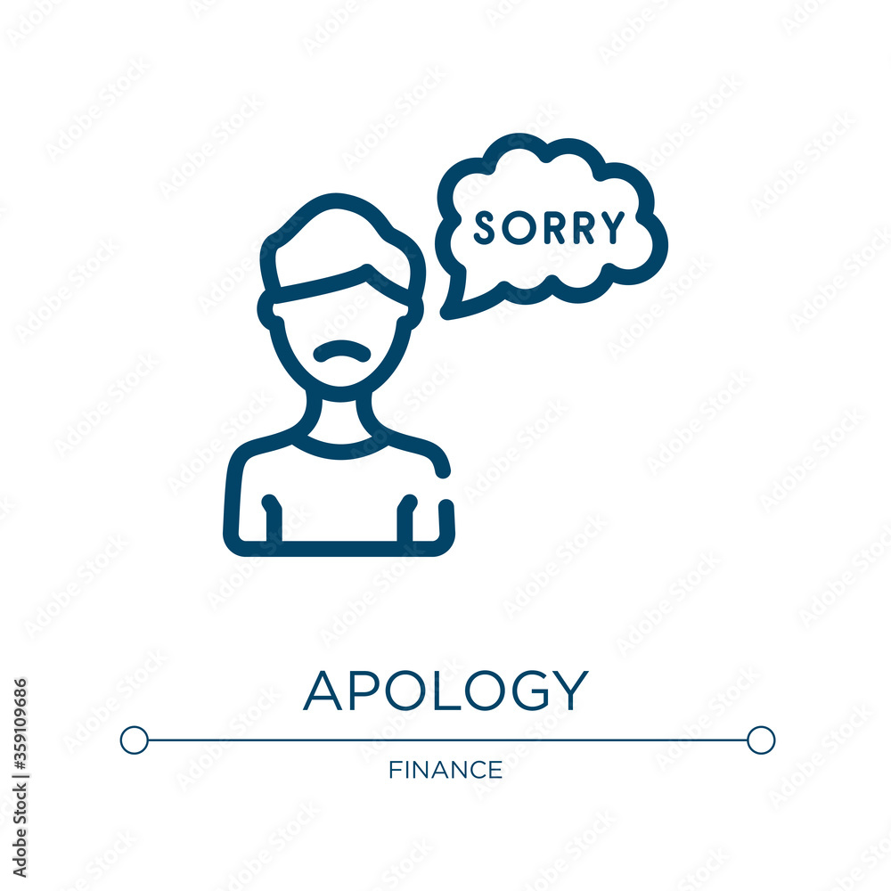 Poster apology icon. linear vector illustration from business collection. outline apology icon vector. thin