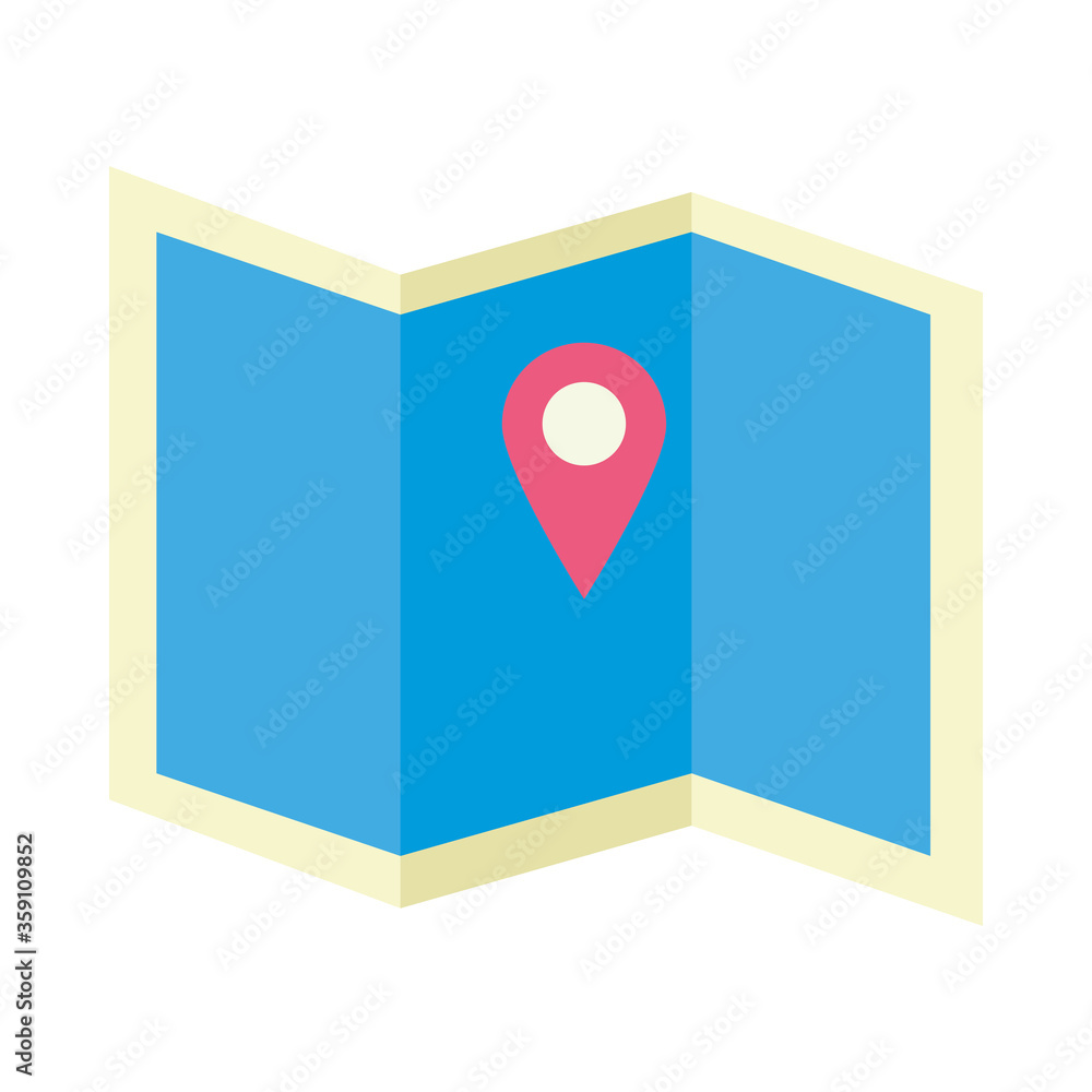 Poster gps mark on map flat style icon vector design