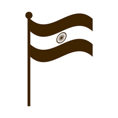happy independence day india, flag in pole national symbol silhouette style icon