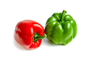 red green sweet bell pepper isolated on white background