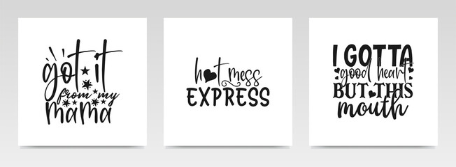 Mother's day quotes letter typography set illustration.