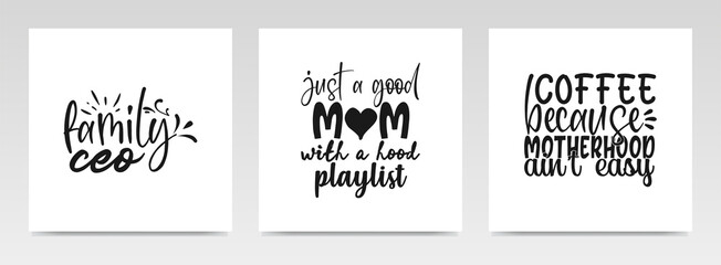 Mother's day quotes letter typography set illustration.