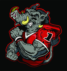 muscular razorback football player mascot for school, college or league