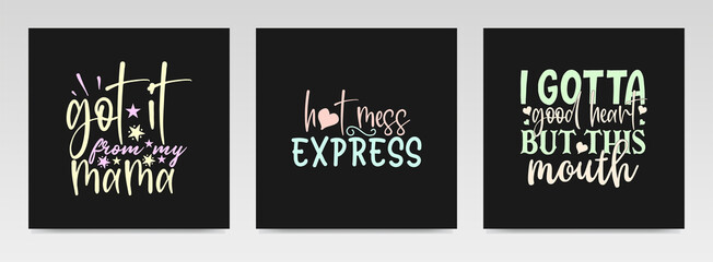 Fototapeta premium Mother's day quotes letter typography set illustration.