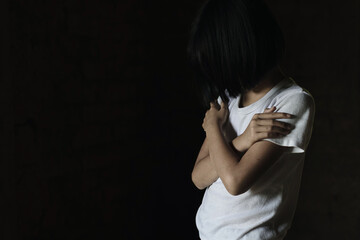 Fear children concept.Human trafficking or human rights violations, Stop violence and abused...