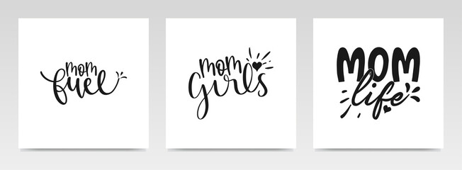 Mother's day quotes letter typography set illustration.