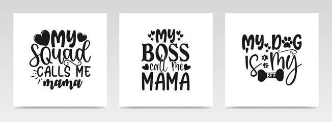 Fototapeta premium Mother's day quotes letter typography set illustration.