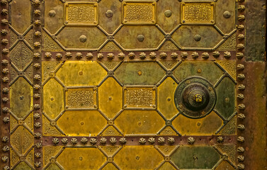 Intricate metal work on the door of the Al Karaouine Koran University in Fez, Morocco, the oldest university in the world