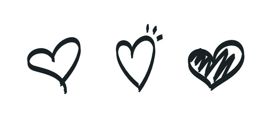 Doodle hearts, hand drawn love heart collection.