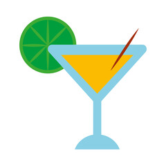 cocktail with lemon flat style icon vector design