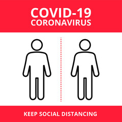 Social distancing vector icon. Keep distance in public society people to protect from COVID-19 coronavirus. Vector illustration.