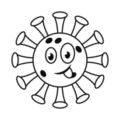 happy covid 19 virus emoji line style icon vector design