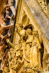 Fototapeta premium Statues in Reims Cathedral (Notre-Dame) is a Roman Catholic church in Reims, France