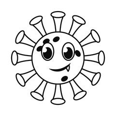 happy covid 19 virus emoji line style icon vector design