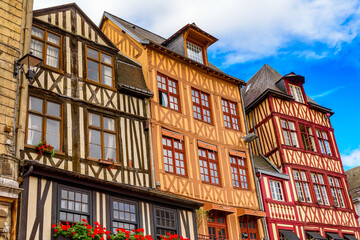Fototapeta premium House on the Place du Vieux Marche of Rouen, a city on the River Seine, Normandy, France
