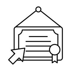 online education, virtual graduation certificate click, website and mobile training courses line style icon