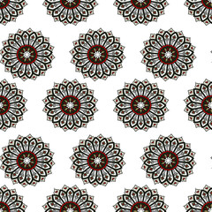 Geometric  indian paisley pattern on white background