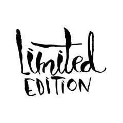 Limited edition. Ink handwritten lettering. Modern dry brush calligraphy. Typography poster design. Vector illustration.