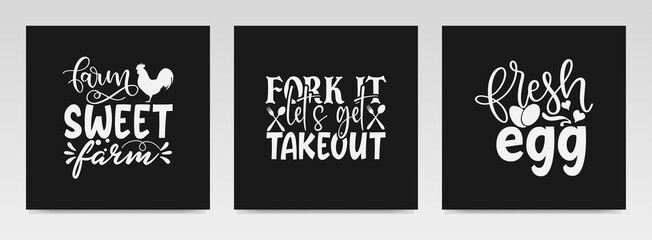 Kitchen quotes letter typography set illustration.