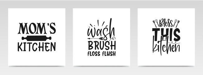 Kitchen quotes letter typography set illustration.
